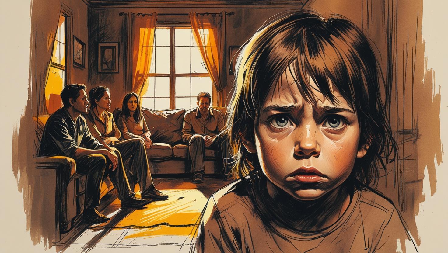 Sad child in a high-stress household, showing the hidden impact of childhood trauma.