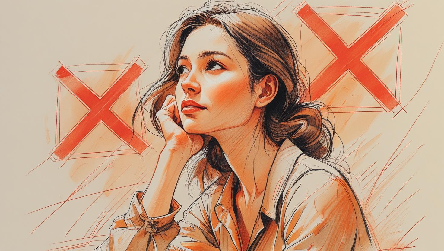 Woman reflecting while ignoring red flags in relationships