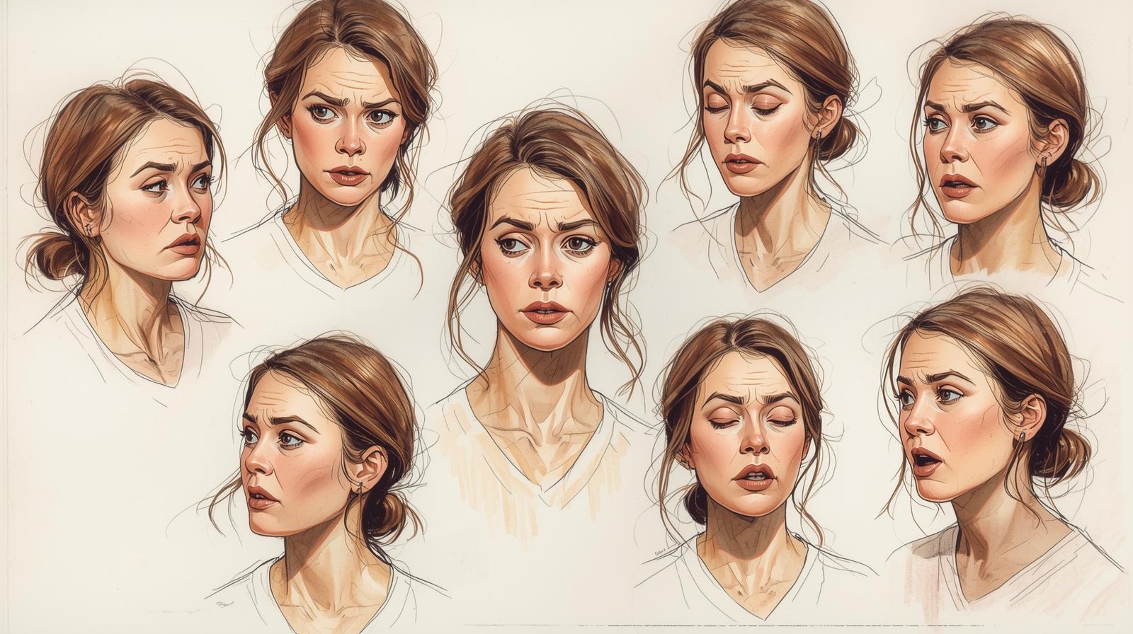 From sting to signal: A 4-week practice plan to disarm sarcasm and covert hostility. FREE PDF practice plan! 1 Nine facial expressions of a woman—concern, doubt, resolve—illustrating a plan to disarm sacrasm and face cover hostility.